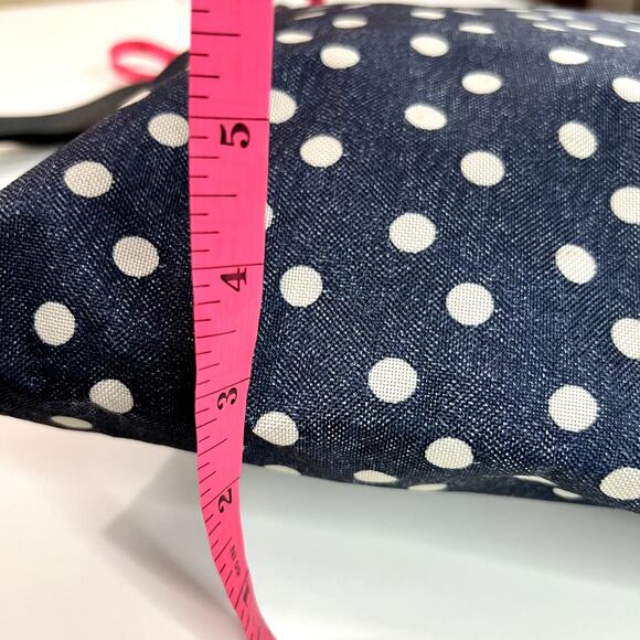 Human Crossbody Bag Women Navy Polka Dot Shoulder Adjustable Strap Zipper Tote - Picture 7 of 10